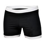 Solid Black White Trim Vale Tudo Cotton Shorts
